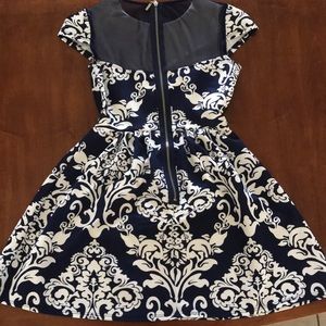 B Darlin Dresses - Beautiful Navy Blue Dress with White Print B Darlin Dresses - Beautiful Navy Blue Dress with White Print